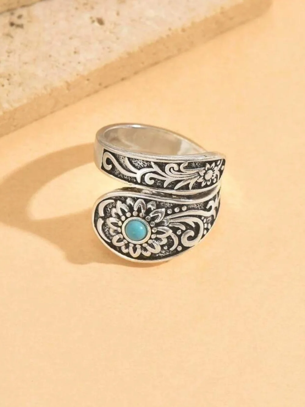 Western‎ Style Fake Turquoise floral Wrap Ring